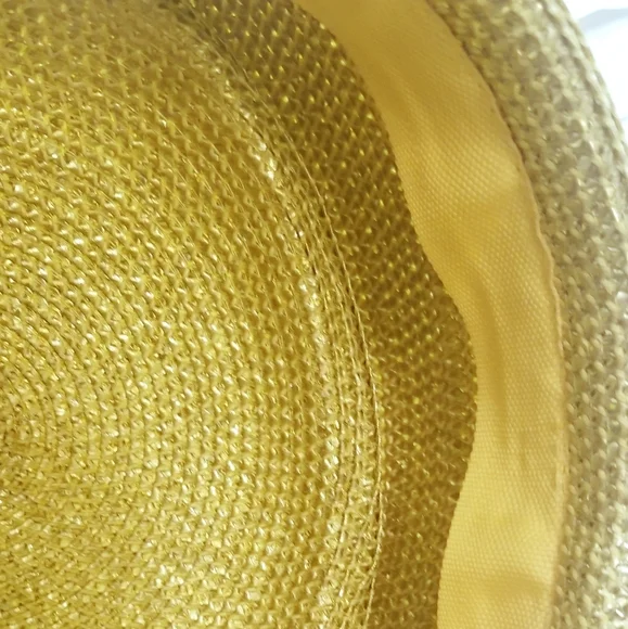 Elegant Gorgeous Gold tone Metallic bead Wedding Church Festival party Straw hat